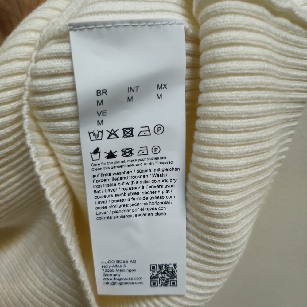 BOSS Hugo Boss Women's Size M Ribbed Knit Sweater Top Square Neck Cream NWT - Picture 6 of 10